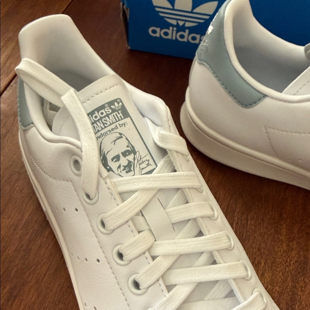 adidas Stan SmithWomen's White and Silver Dash Green Sneakers - Picture 3 of 7